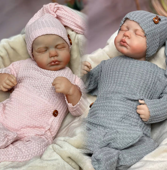 Twins Bebe Reborn Dolls Painted Hair Handmade Limited Edition