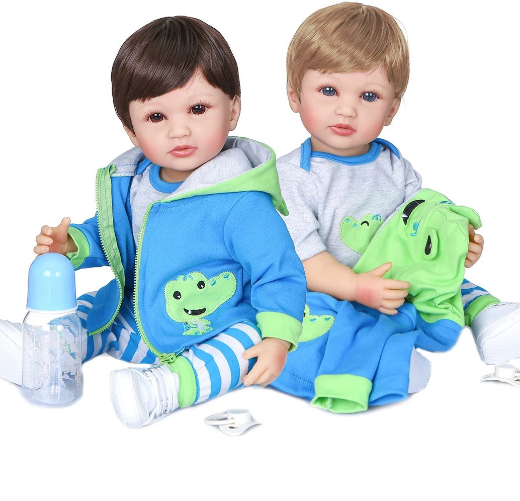 Lalka Reborn Chłopiec z Blond i Czarno-Skrzypcowym Włosami