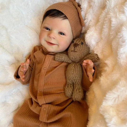Noworodkowa Lalka Sebastian w Brązowej Sukience