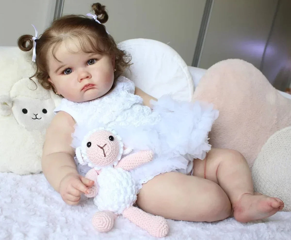 Bolly 24-Inch lalka reborn| Realistyczne ciało z miękkiego materiału, ręcznie układane włosy i niemrugające oczy